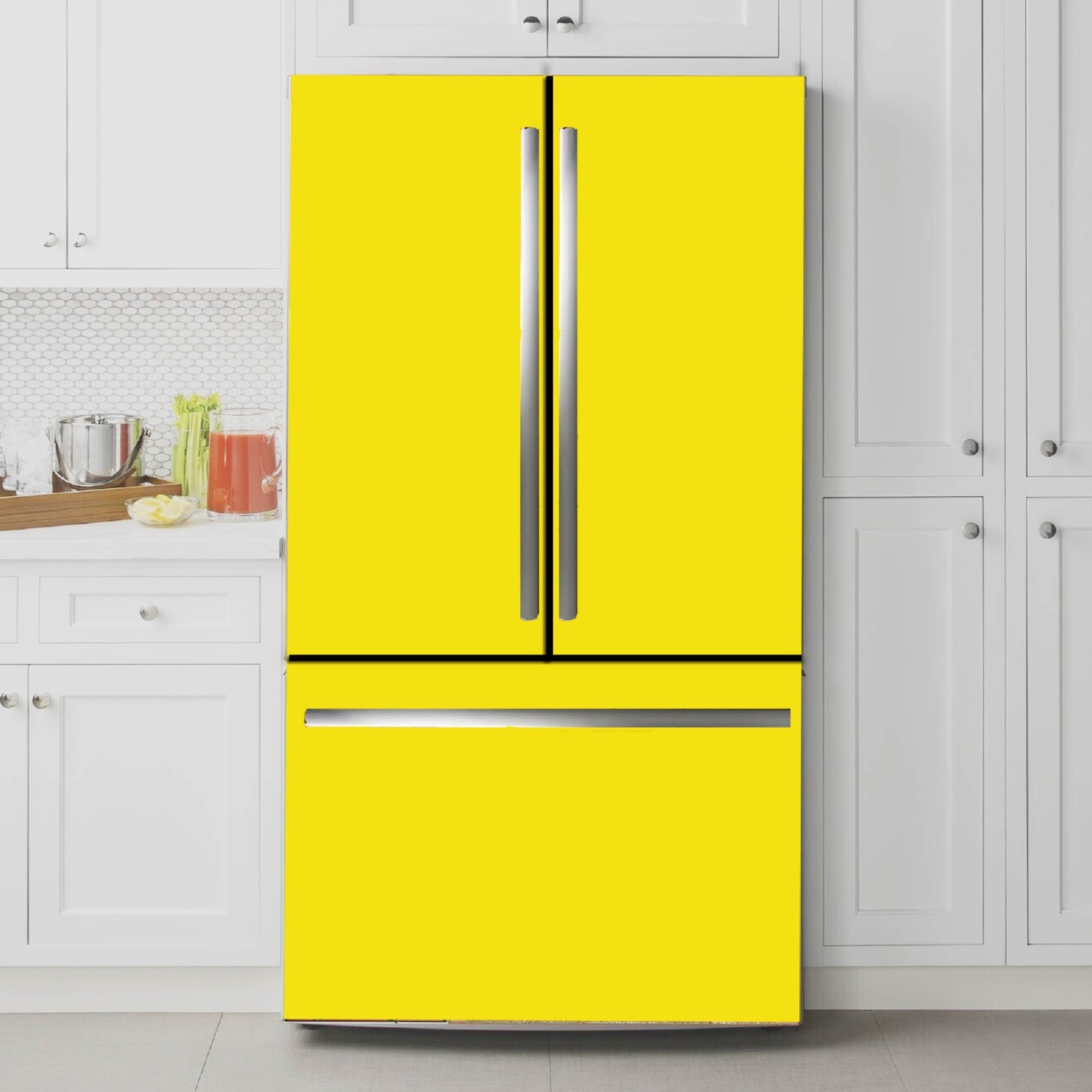 Light Yellow Fridge Wrap Self Adhesive Refrigerator Skin