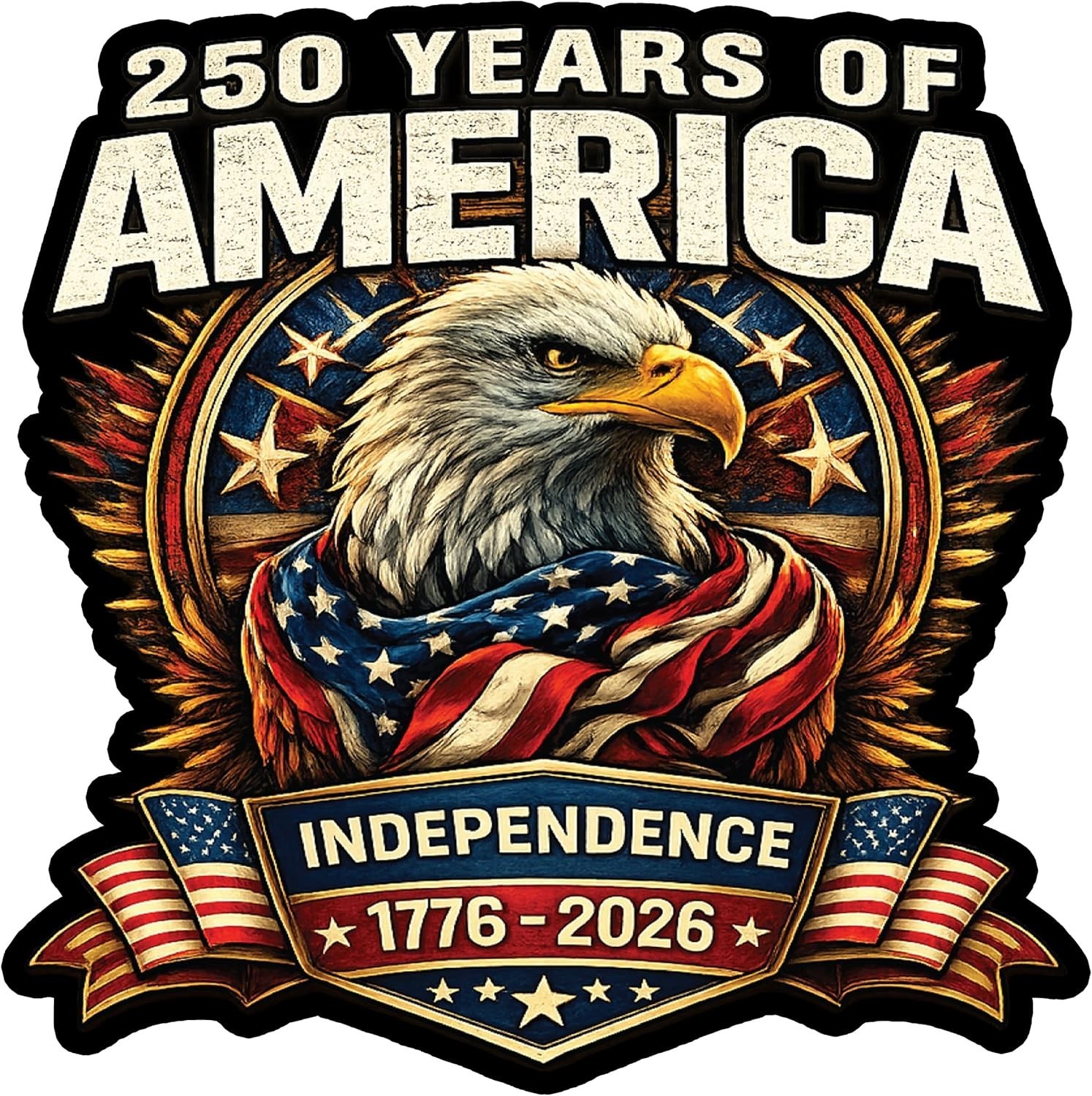 250th Anniversary USA Flag Sticker Bumper Car Decal Patriotic American United St