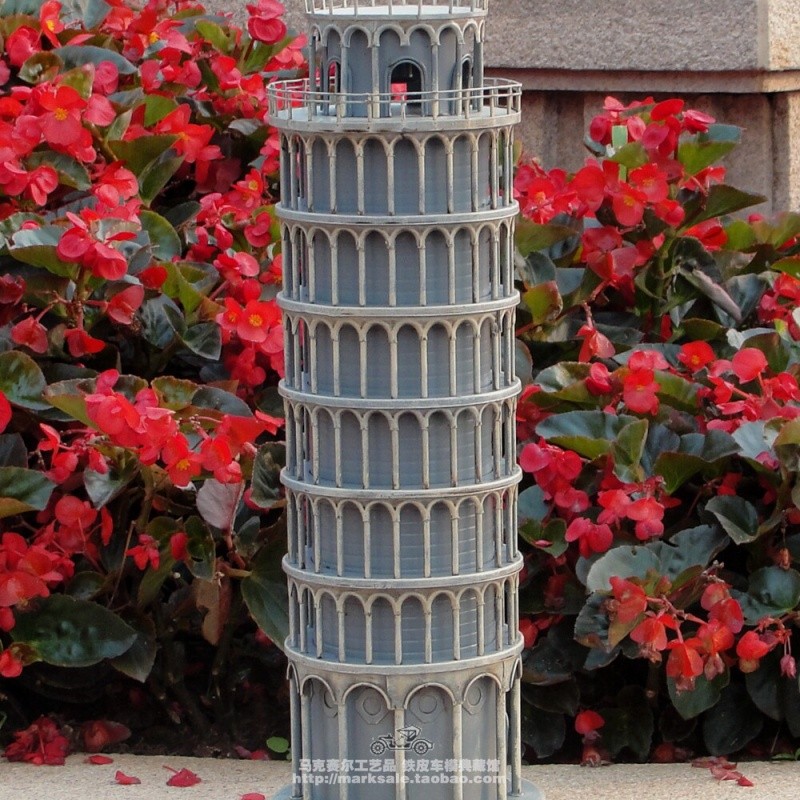 Vintage Iron Art Leaning Tower of Pisa Model Tabletop Decor Ornament Gift