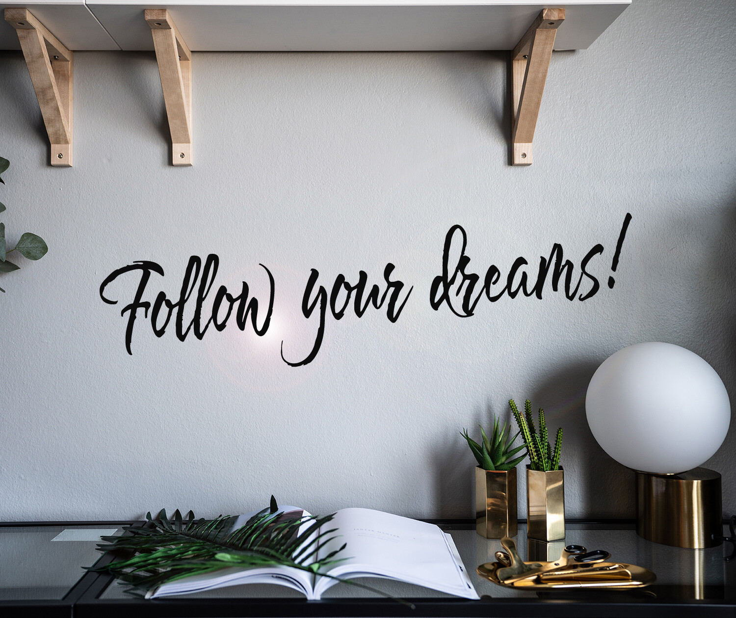 Vinyl Wall Decal Quote Follow Your Dreams Stickers Mural 22.5 in x 6.5 in gz147