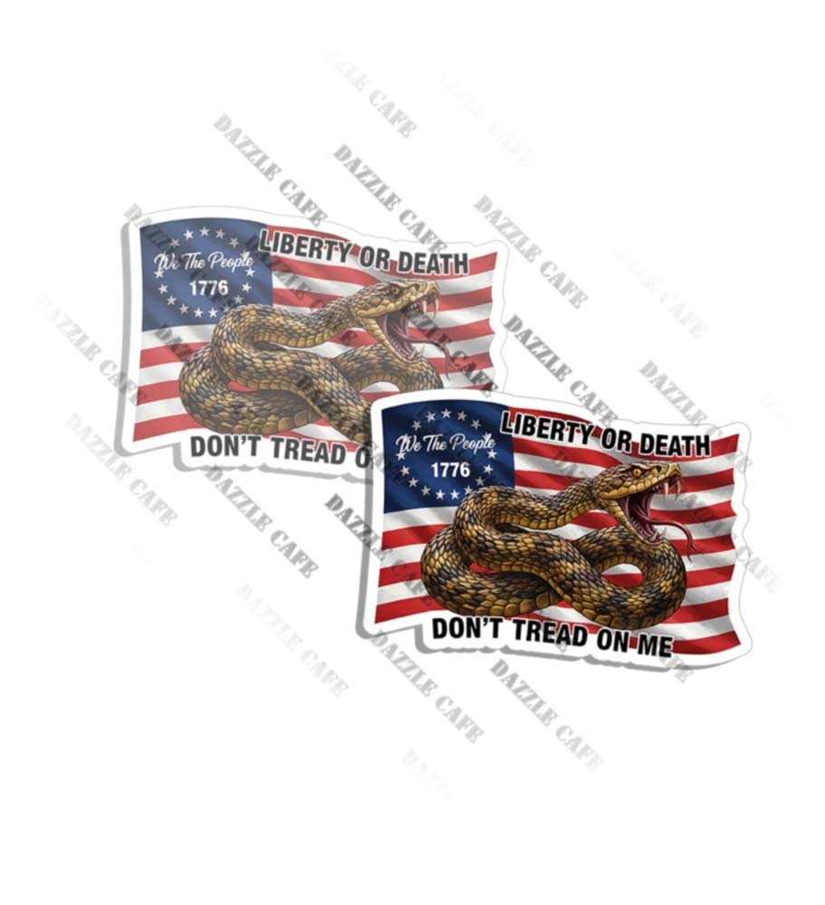 PATRIOTIC SNAKE Dont Tread on Me Flag USA Sticker Decal Made in USA 2 PACK