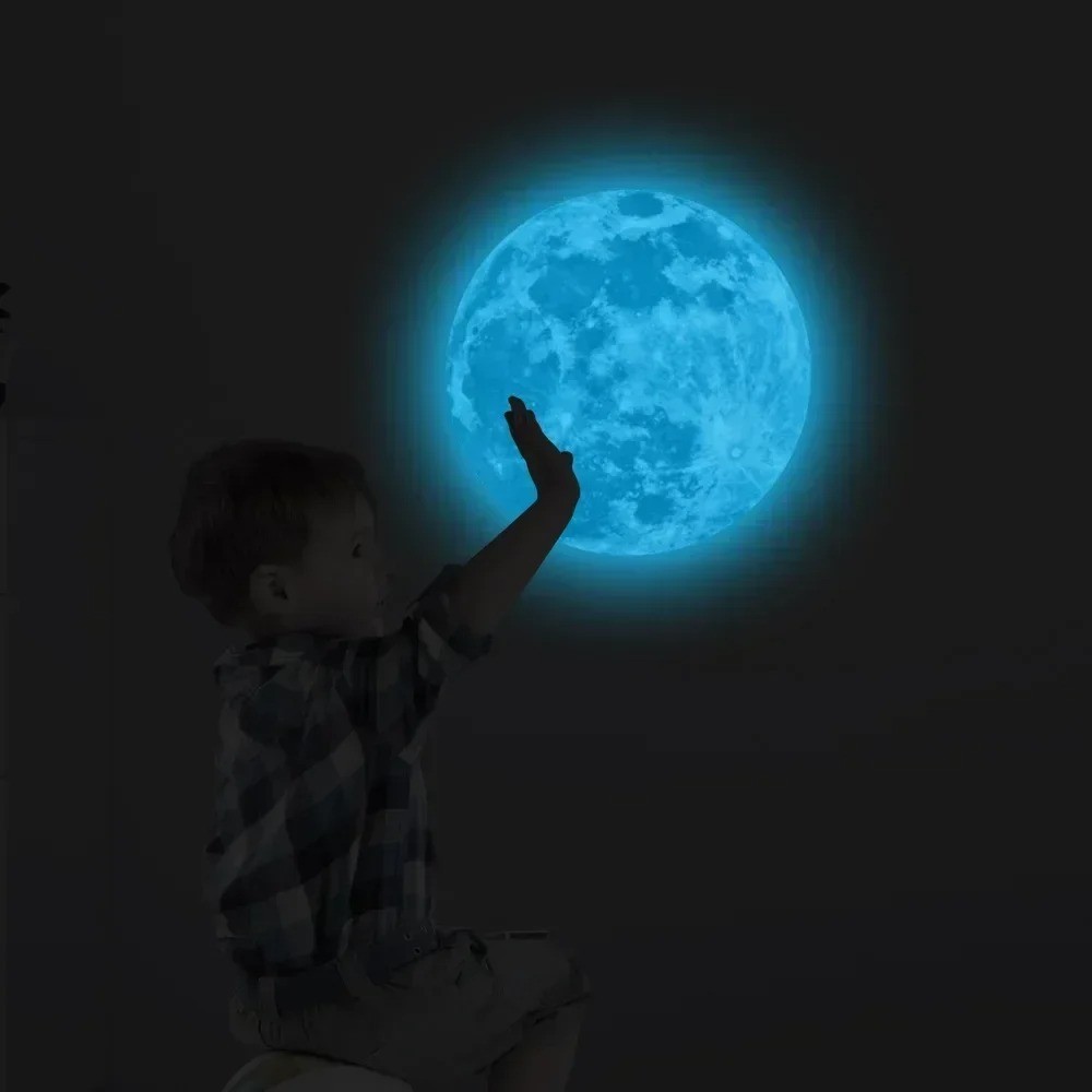 Creative 3D Large Moon Glow In The Dark Fluorescent Wall Sticker