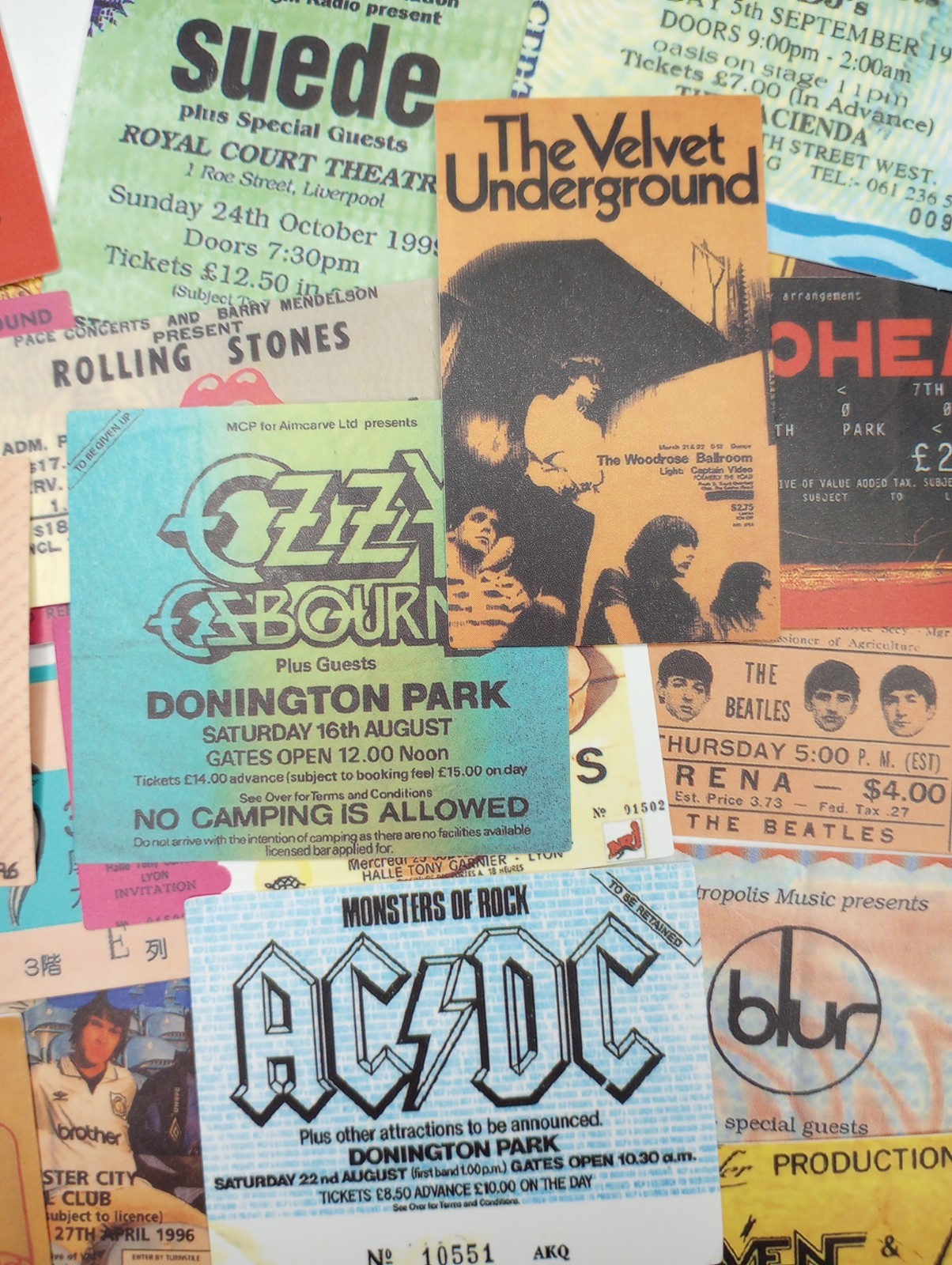 Classic Rock Band Ticket Stickers 43 Pcs