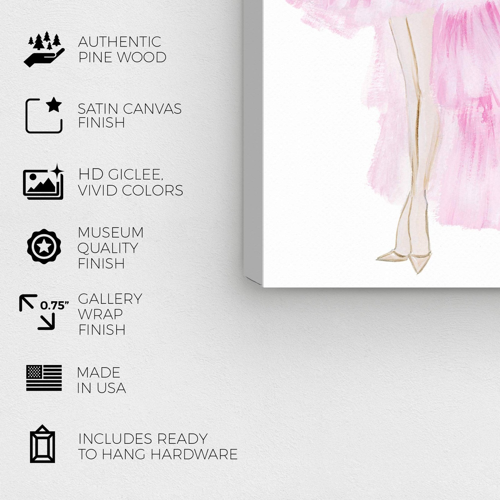 Wynwood Studio Fashion and Glam Wall Art Canvas Prints 'Pink Tutu Dress' Home…
