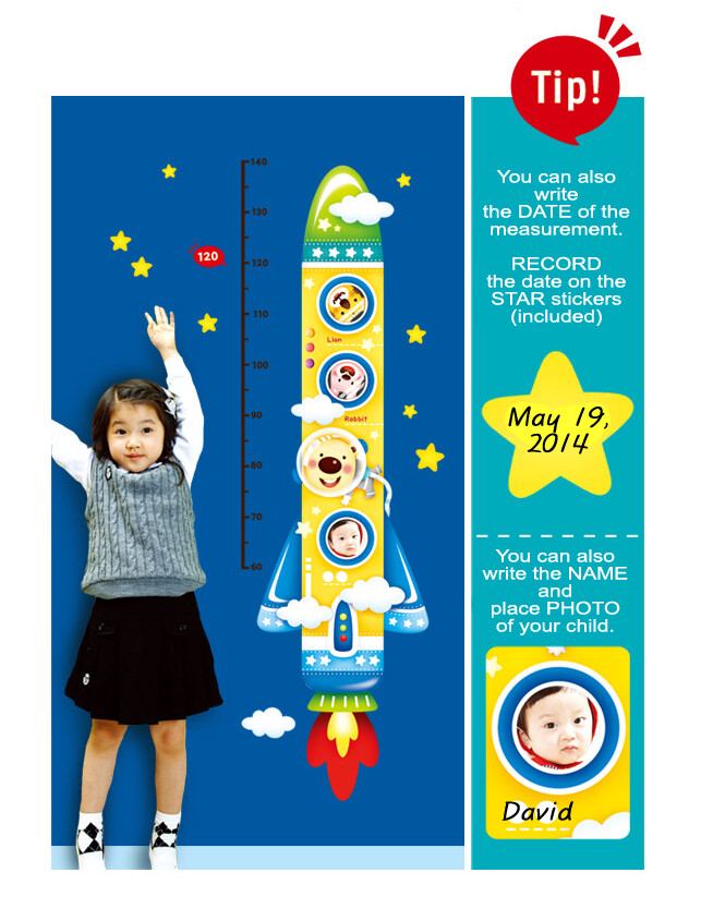 Height Chart Wall Sticker Glow in the Dark NEW Premium Quality Removable Kids