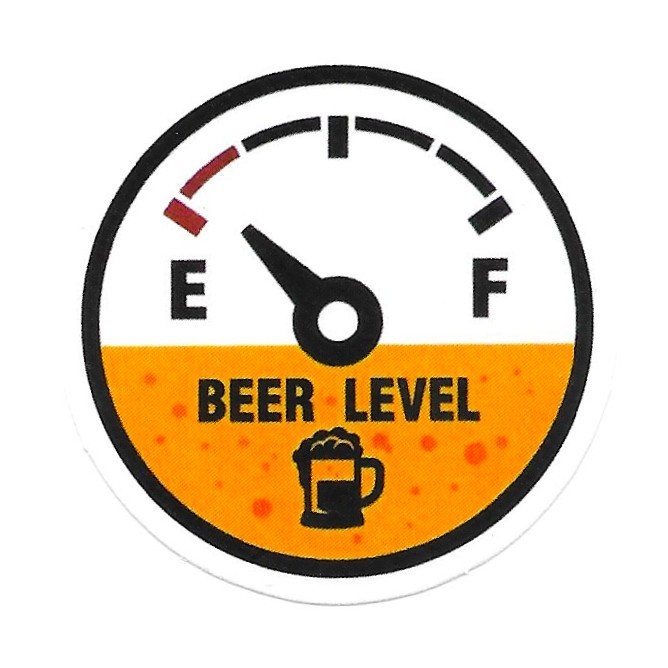 Beer Level Gas Gauge Vinyl Sticker Funny Drinking Bar Novelty Gag Gift Decal