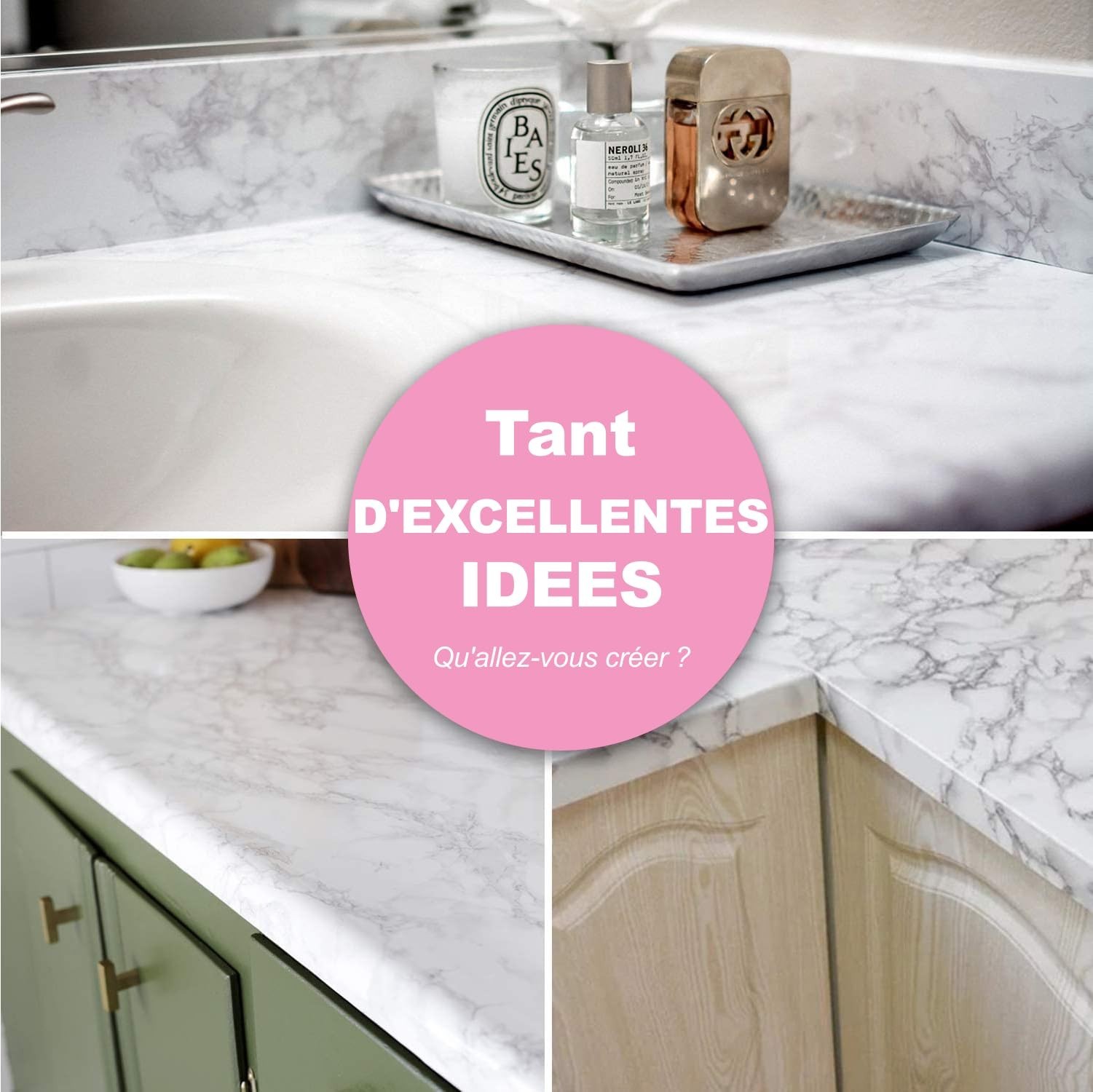 Craftopia Self Adhesive Vinyl Marble Countertop Peel and Stick Waterproof | D…