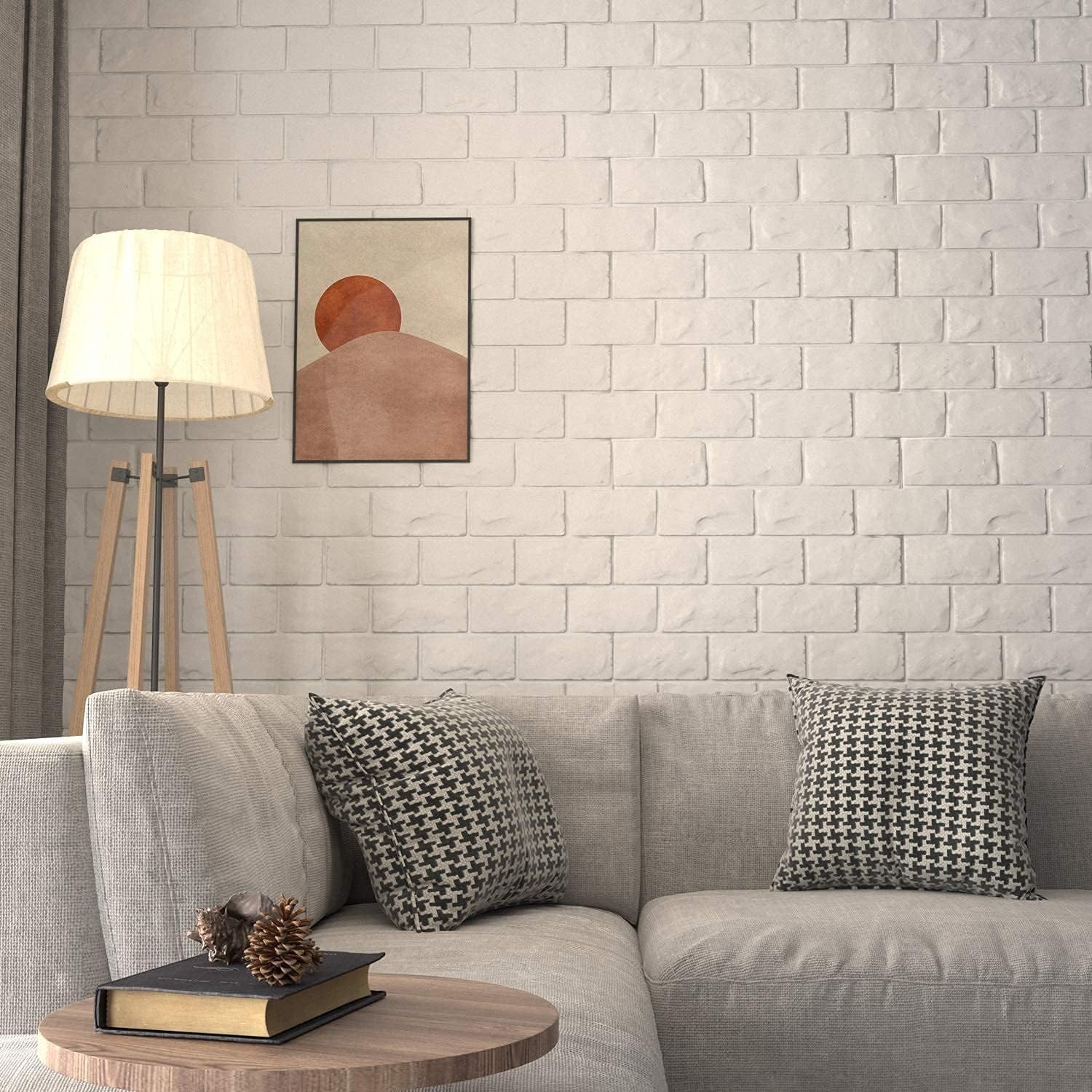 20 Pcs 3D White Brick Wall Panels – Peel & Stick Waterproof Decor, 19.38 sq ft