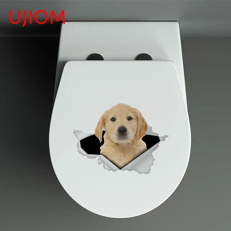 UJIOM 13cm Cute Crack Pet 3D Dog Wall Sticker Opaque Waterproof Self-adhesive