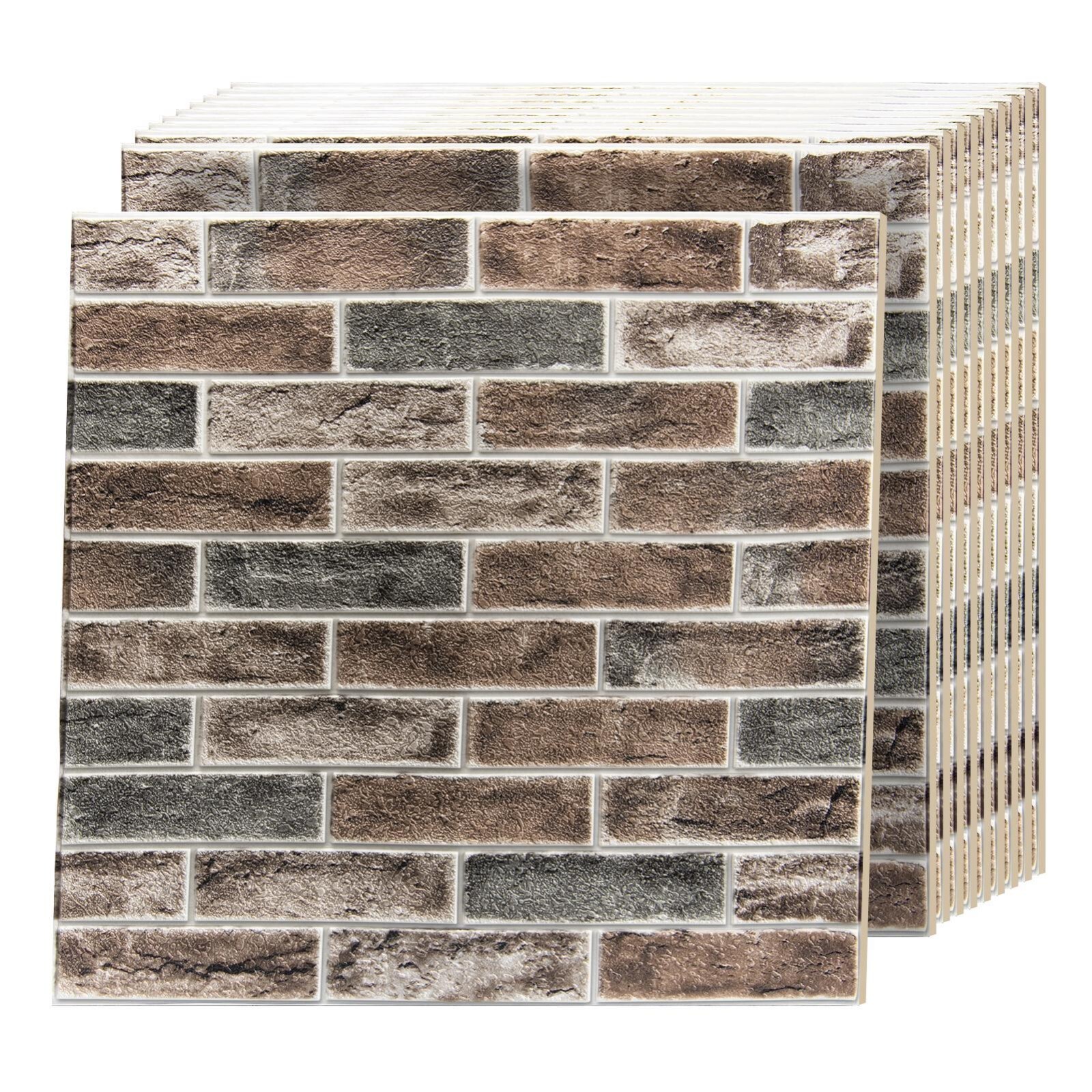 Art3d 20pcs 27.5"x27.5" Self-adhesive Foam Faux Brick Wall Sticker