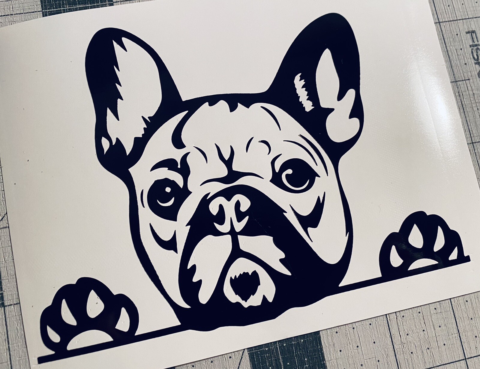 Vinyl Decal for Window – French Bulldog (May Customize w/ Name), Various Colors