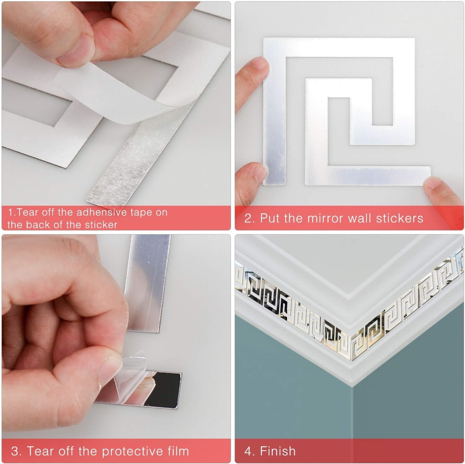 Geometric Reflective Acrylic Wall Decals – 30 Pcs Removable Stickers for Home