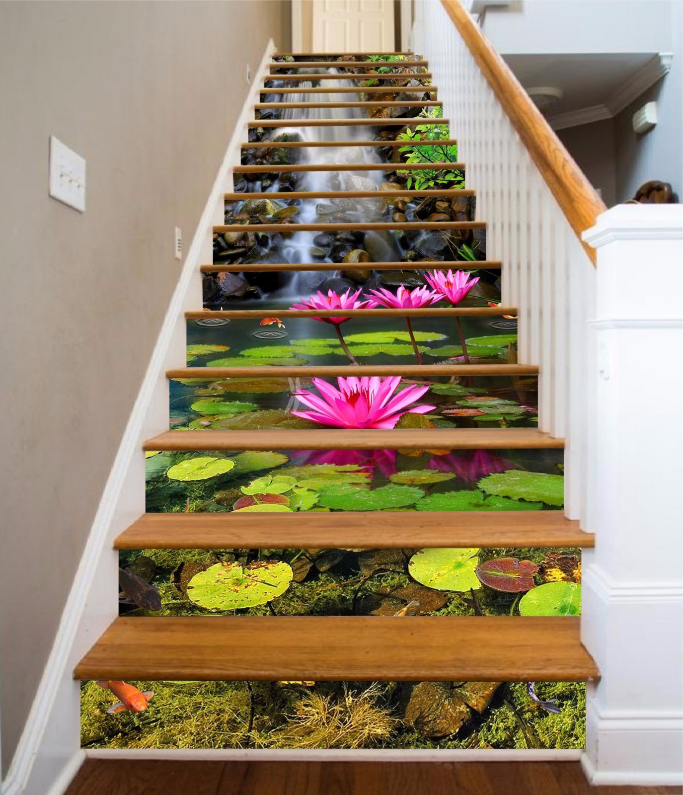3D Water Lilies 345 Stair Risers Decoration Photo Mural Vinyl Decal Wallpaper AU