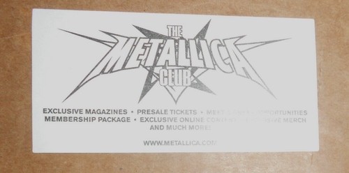Metallica Sticker Promo The Club 4×2