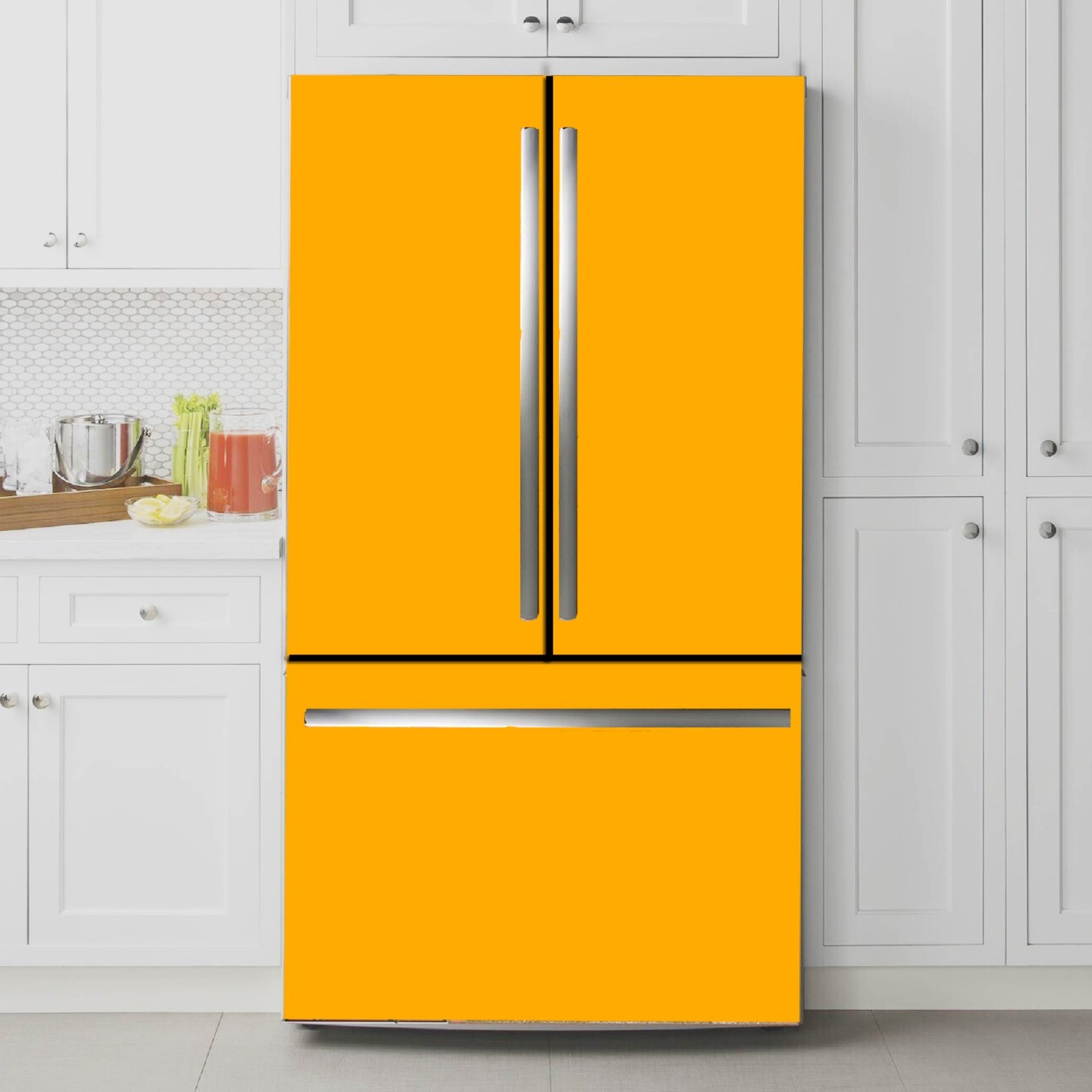 Yellow Solid Color Refrigerator Wrap Waterproof Vinyl Cover