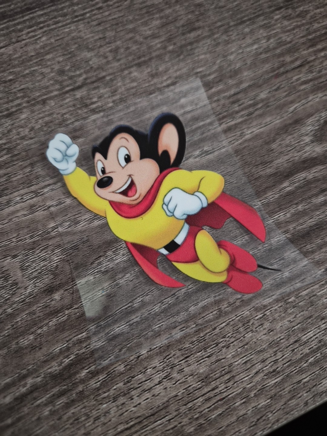 Mighty Mouse Flying Retro Cartoon UV DTF Decal Sticker Waterproof Made In USA