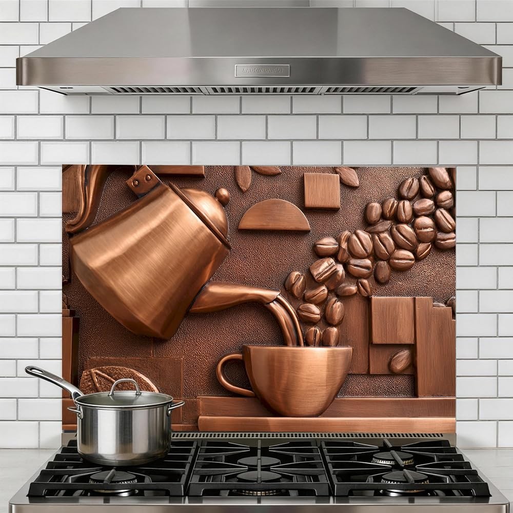 Peel and Stick Kitchen Backsplash Wallpaper 35.4 x 23.6 Inch Coffee Copper Ar…