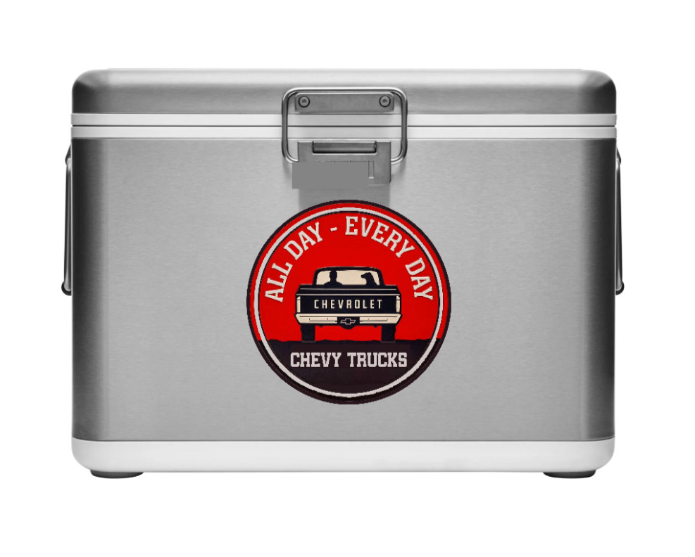 Car Classics "Chevy Trucks" – 4" Handcrafted Vinyl Decal Cooler Vehicle Laptop