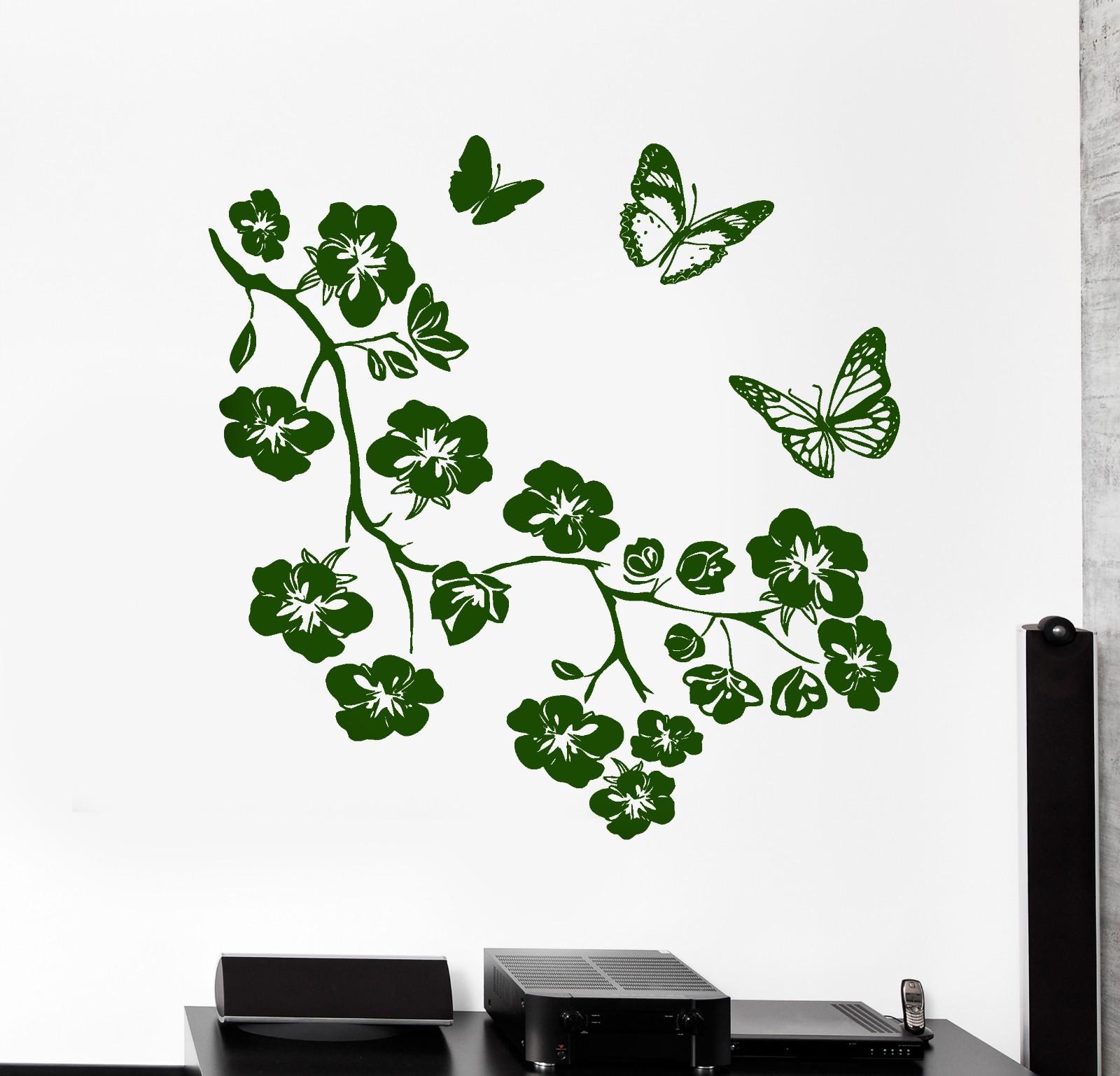 Wall Vinyl Decal Flower Branch Tree Butterfly Nature Amazing Decor Bedroom z3917