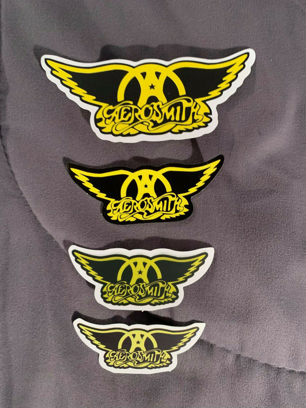 Lot of 4 AEROSMITH 1" to 3 3/4" Band Logo Sticker Black Yellow FAST! FREE SHIP!