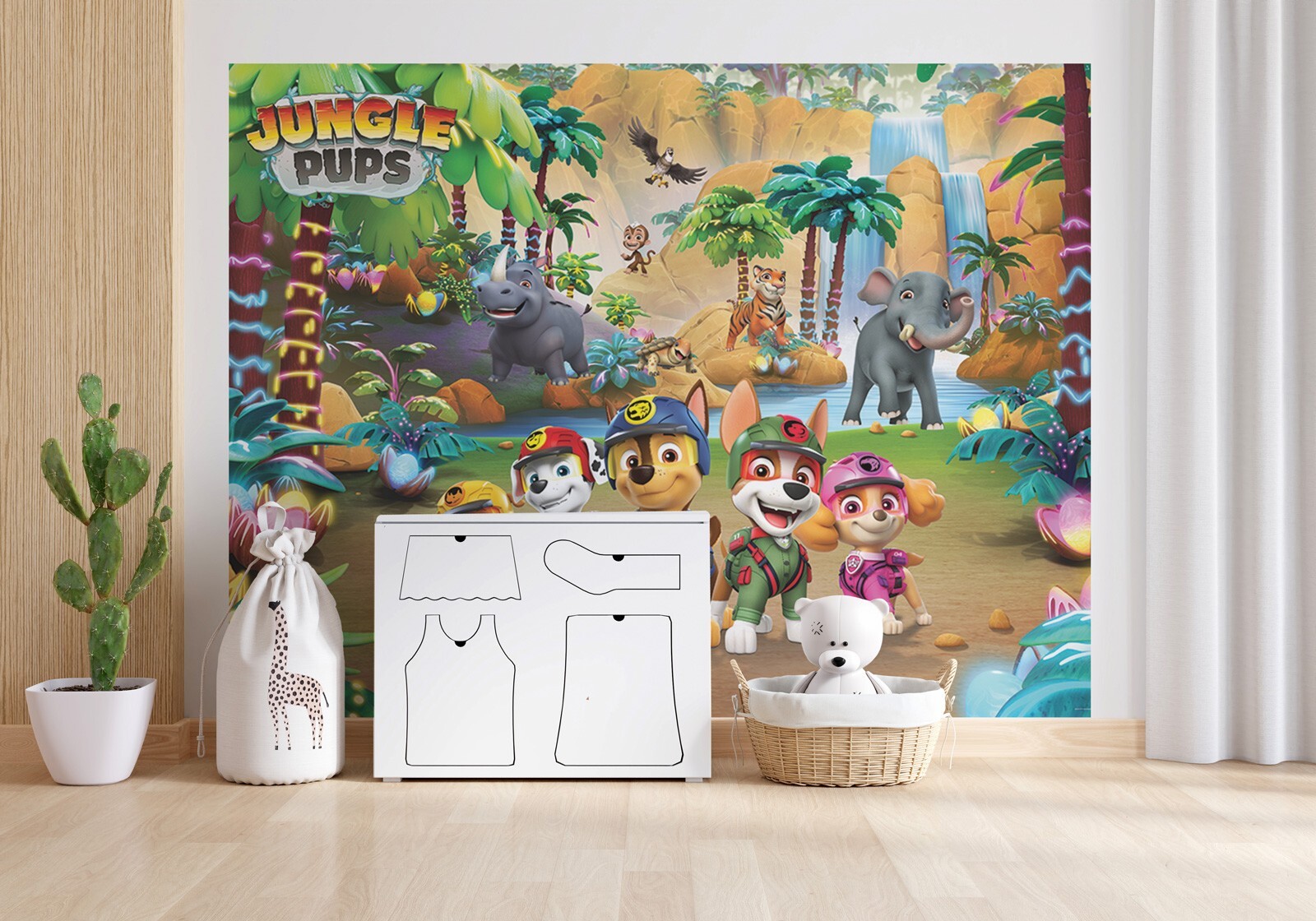252x182cm wallpaper mural children's bedroom photo wall Paw Patrol Jungle Pups