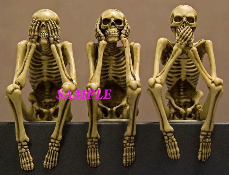 SEE HEAR SPEAK NO EVIL SKELETONS REFRIGERATOR MAGNET CHRISTMAS MAN CAVE GAG GIFT