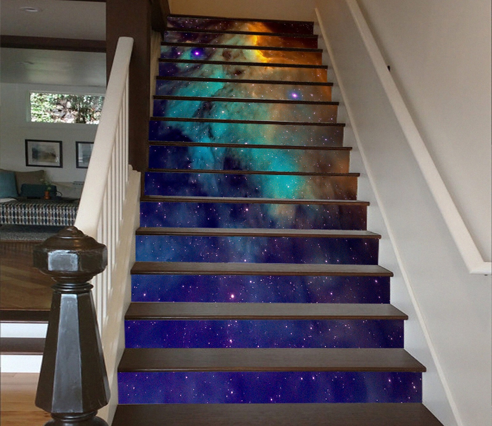 3D Blue Starry Sky 032 Stair Risers Decoration Photo Mural Vinyl Decal Wallpaper
