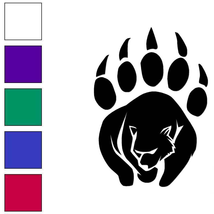 Bear Paw Track, Vinyl Decal Sticker, Multiple Colors & Sizes #7138