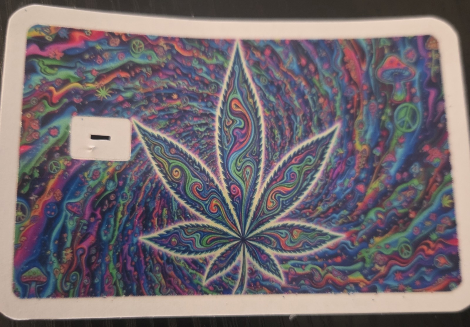 Acid Trip Weed Leaf ATM Debit Credit Sticker Skin 420 USA Trippy Retro Groovy