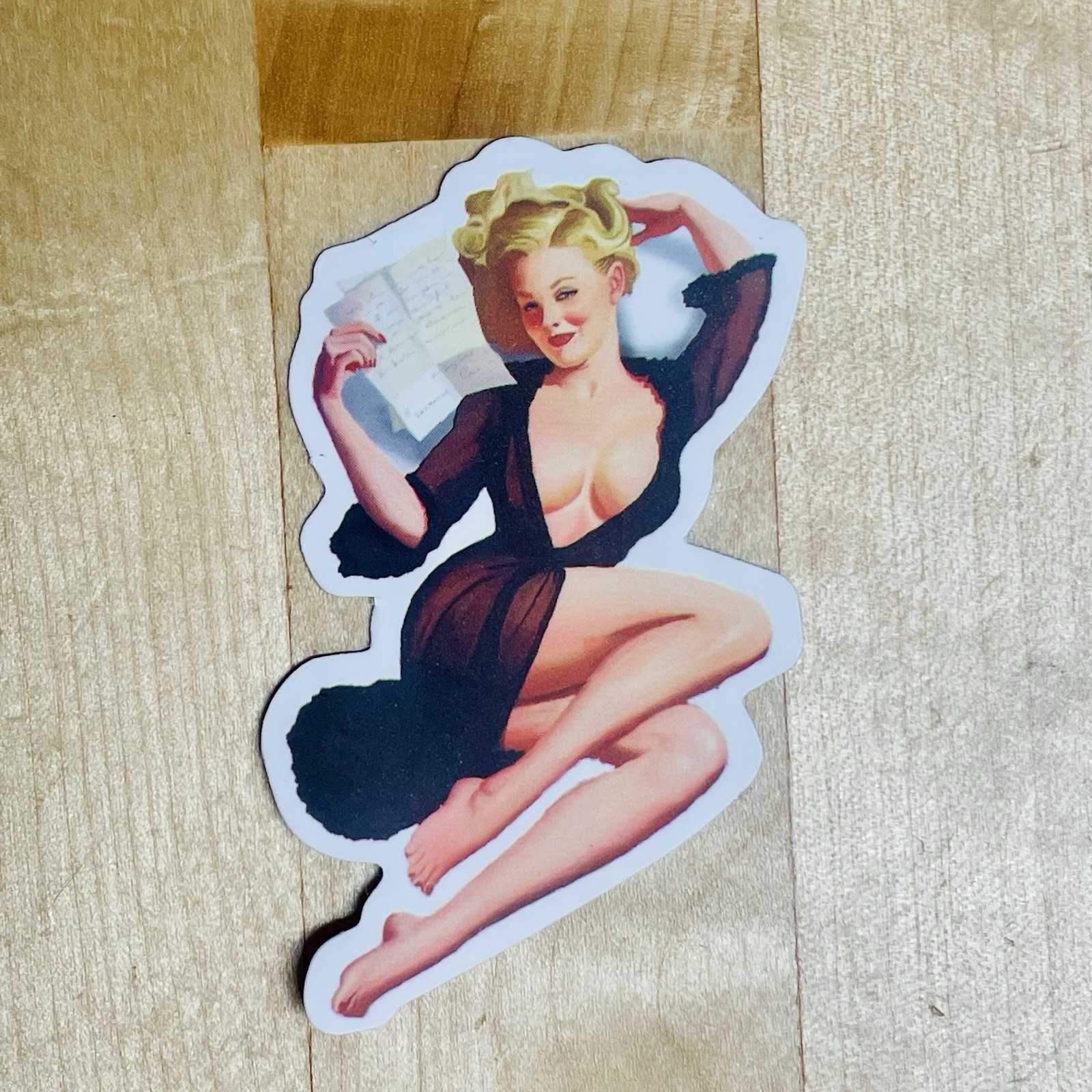 Sexy Teacher Pinup Retro Girl Reading 2.5" Matte Vinyl Bumper Sticker Decal