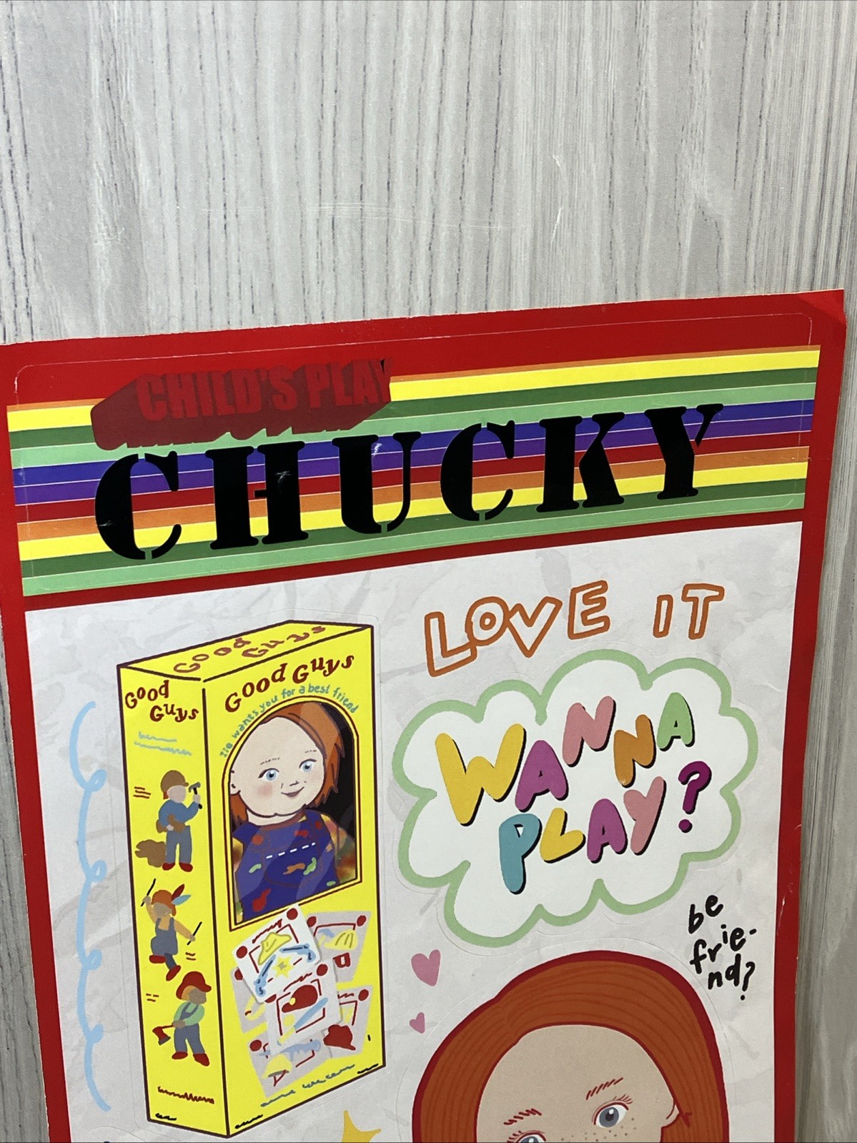 RARE Chucky Childs Play Horror 5pc Sticker Pack Wanna Play Decal Trademarked
