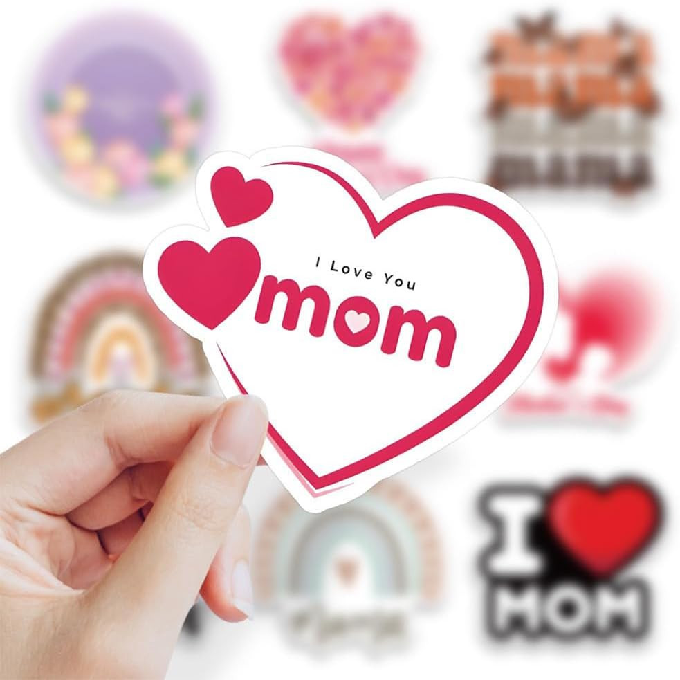 50Pcs Mother's Day Stickers Mom Waterproof Vinyl Decals | Peel and Stick waterpr