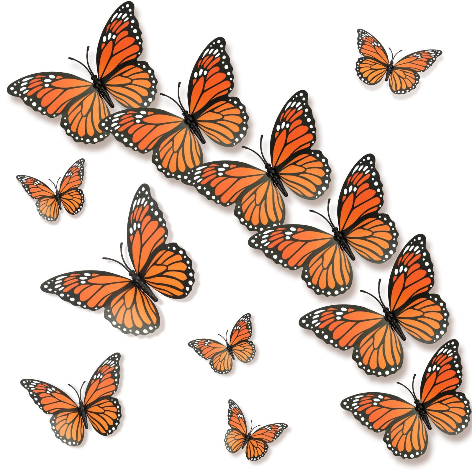 Monarch Butterfly Decorations, 3D Halloween Wall 12 PCS, Orange