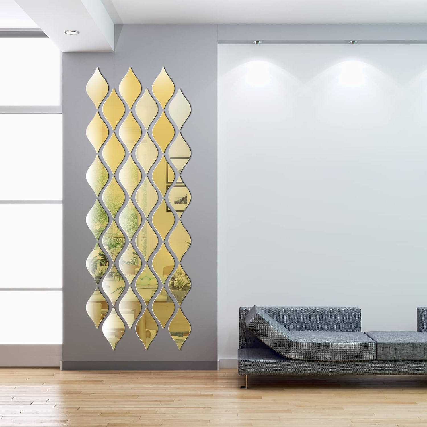 30 Pcs Mirror Wall Stickers Decor Acrylic 3D Tear Drop Decorative Mirrors Sticke