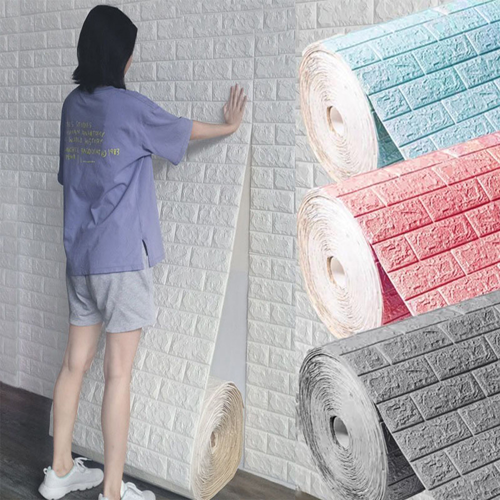 70Cm*10M 3D Brick Pattern Wall Sticker Self-Adhesive Panel Waterproof