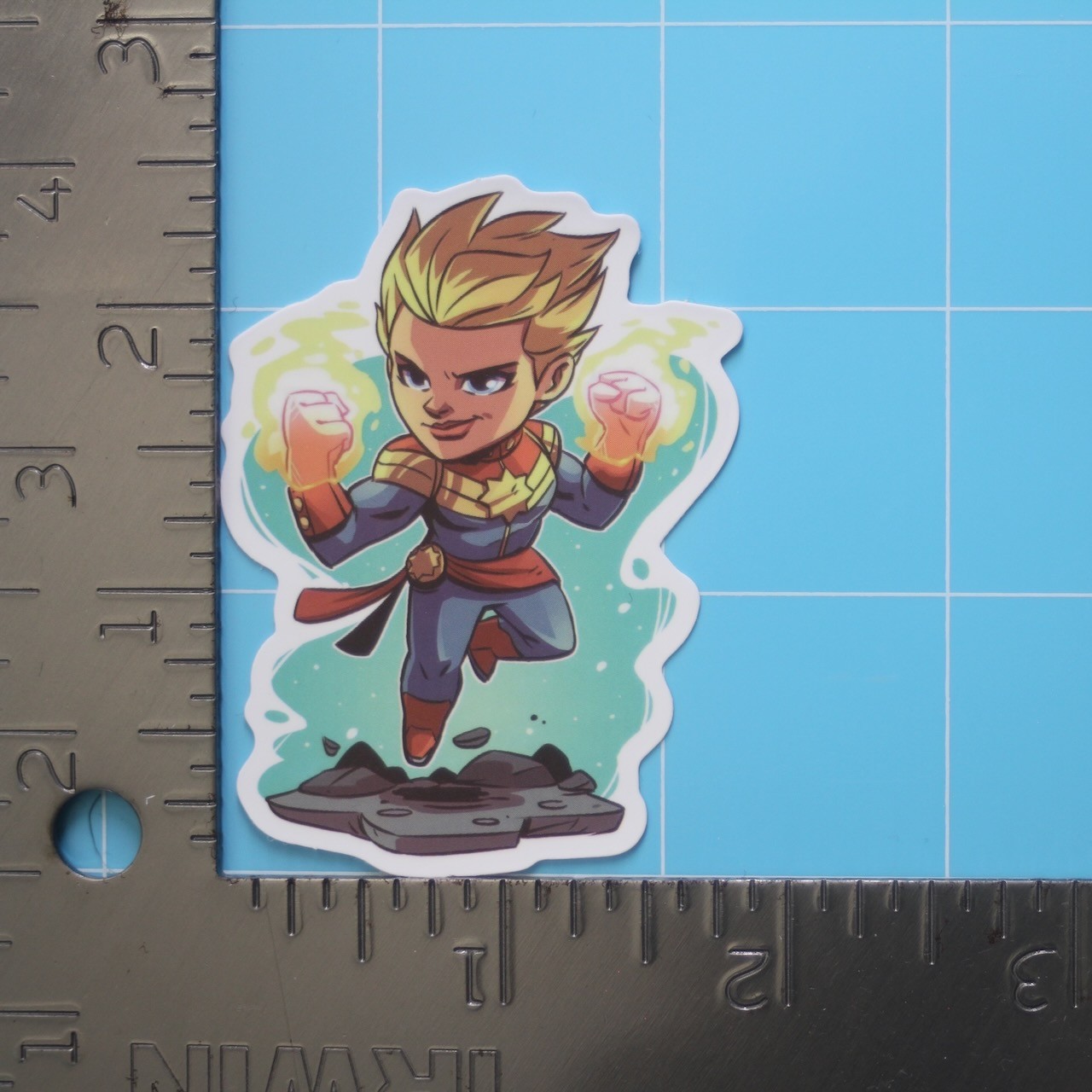 Marvel Universe Sticker (CAPTAIN MARVEL) MCU Superheroes, Gloss PVC Decal