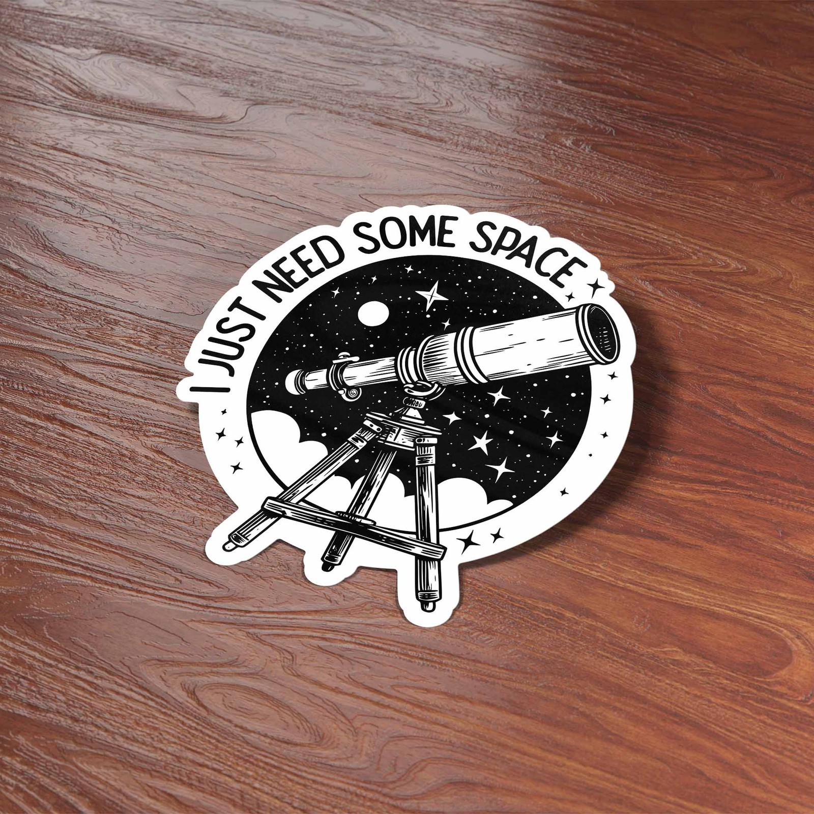 I Just Need Some Space Telescope Sticker – Cute Outdoors Decal