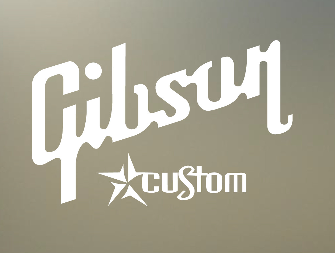 (2) 8" GIBSON guitar CUSTOM case vinyl Decal sticker any size color surface S497