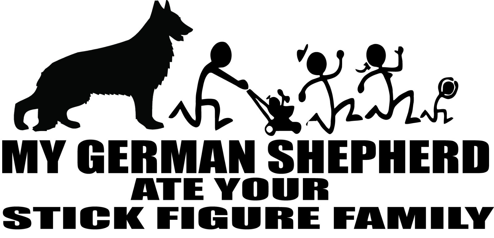 German Shepherd Decal: 'My Dog Ate Your Stick Figure Family #9054S