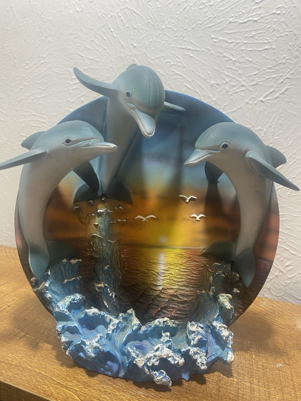 Dolphin Plate 3d Art With Sunset Room Decor Beach Vibe