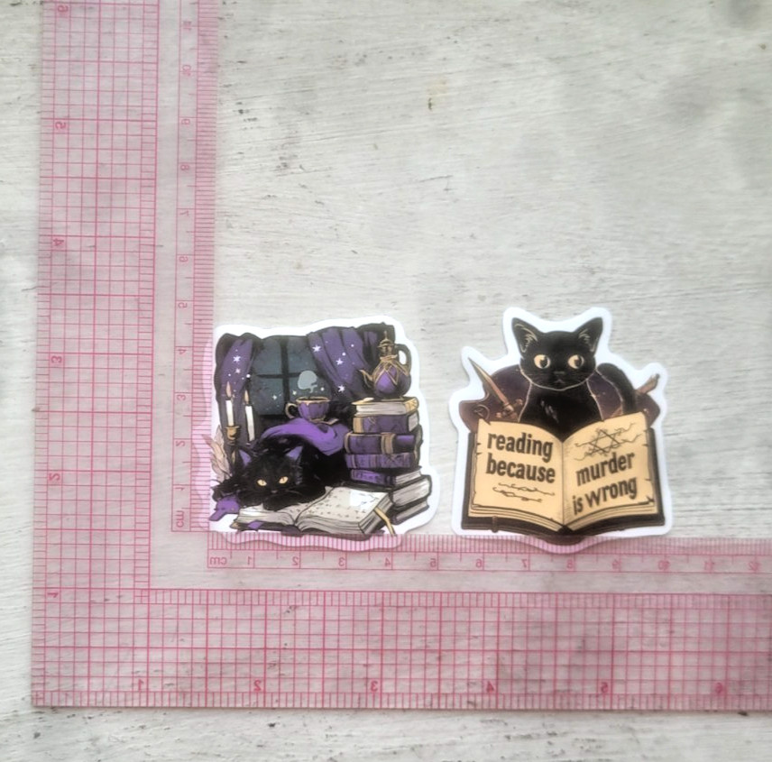Haunted Active Spirit Witch Owned Spell Book Cat Sticker Lot Of 2 Pc Pcs