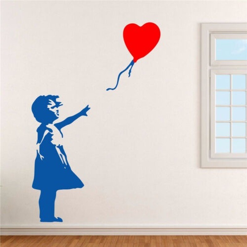 Banksy Art Wall Graffiti Love Balloon Little Girl Carved PVC Decal Sticker