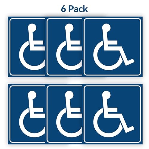 Handicap Signs – 6 pack, Stickers Decal Symbol 6×6 inch – ADA Compliant –