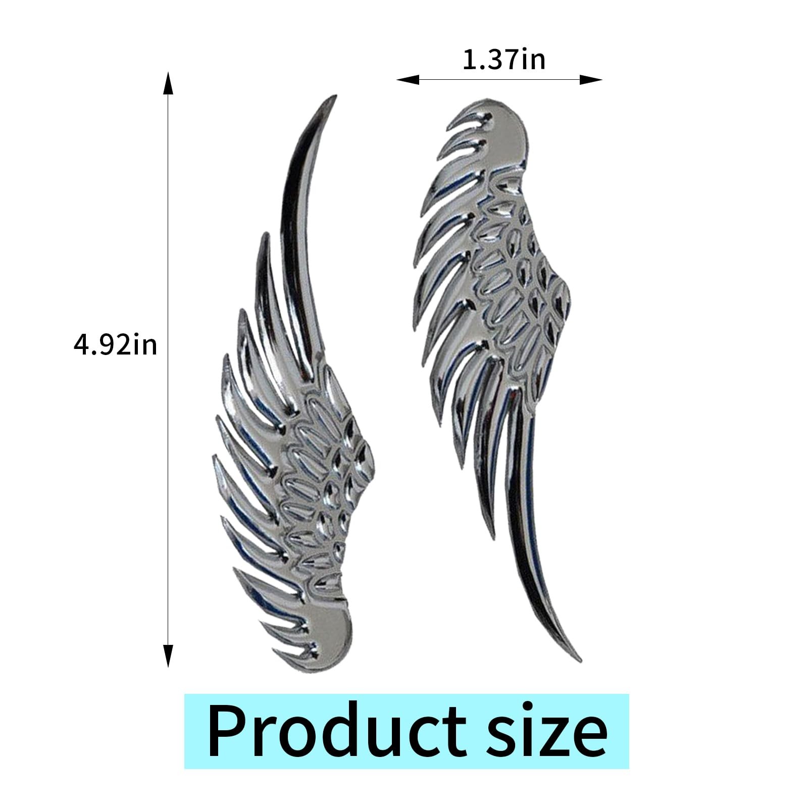 1 Pack 2 Pcs Silvery Car Angel Wings Sticker,4.9 in*1.37 * 0.39 in Car Tail S…