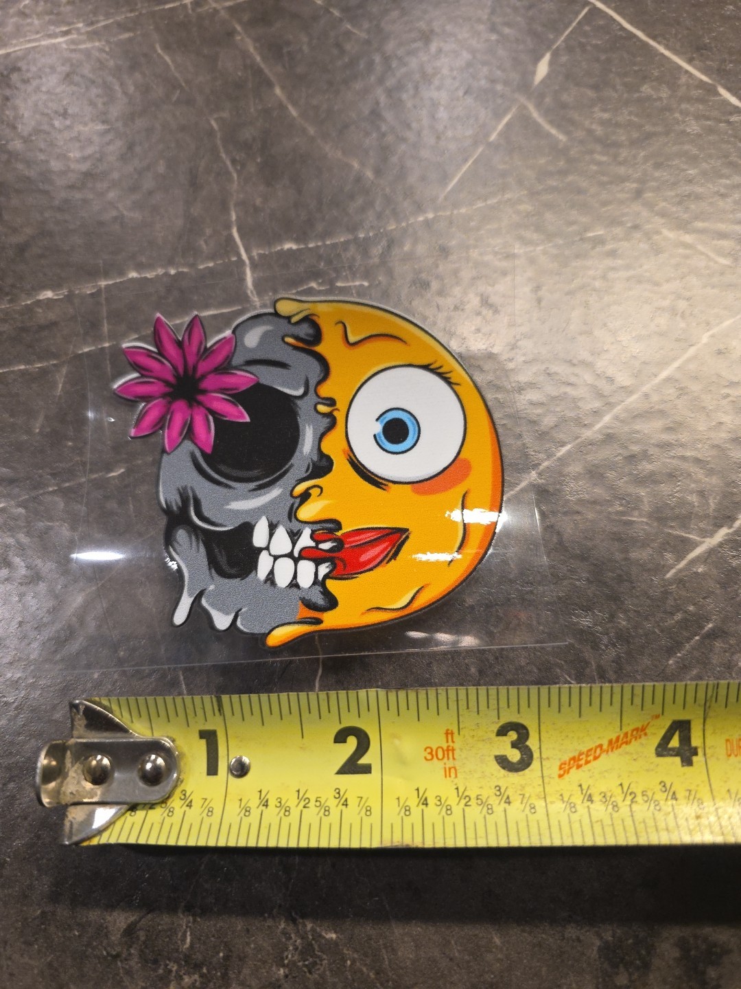 Female Zombie Smiley Face Flower Emoji UVDTF Raised Decal Sticker Waterproof
