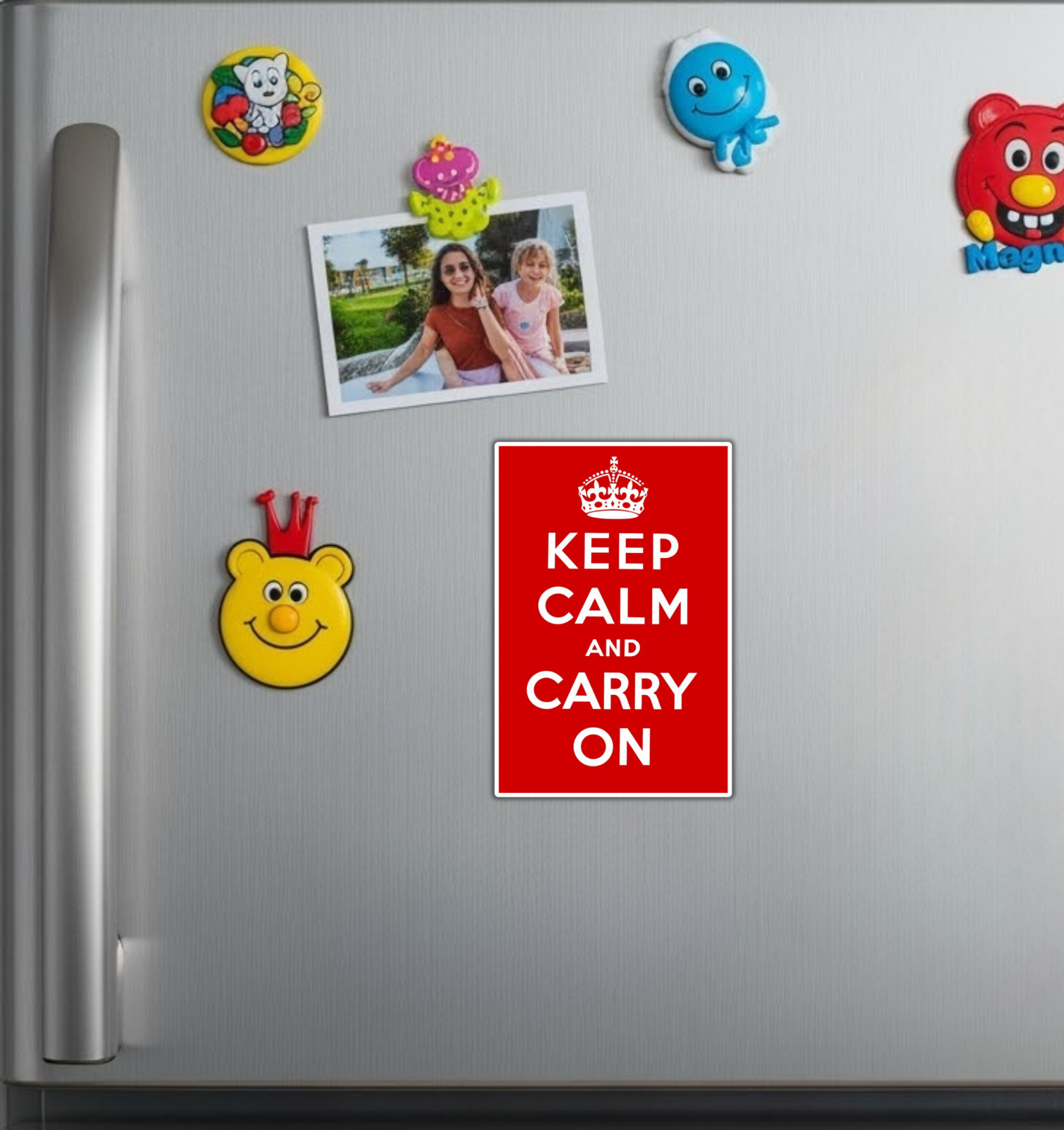 Keep Calm and Carry On Fridge Magnet or Laptop Sticker
