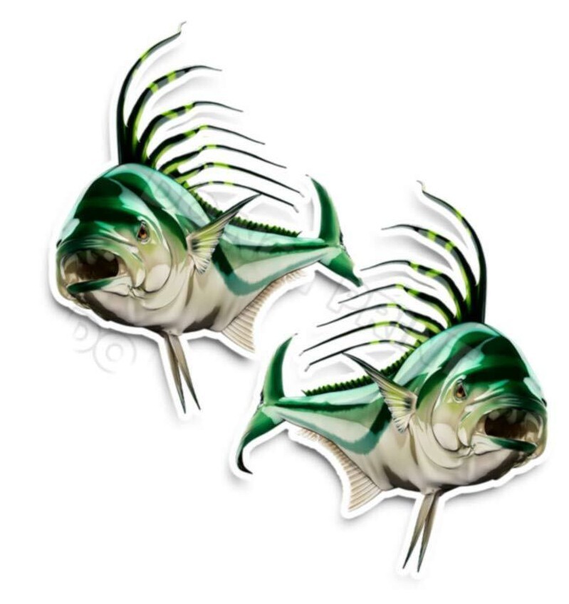 Roosterfis Decals Fish Stickers Vinyl Tackle Box Giant Sea Perch – Set of 2 #206