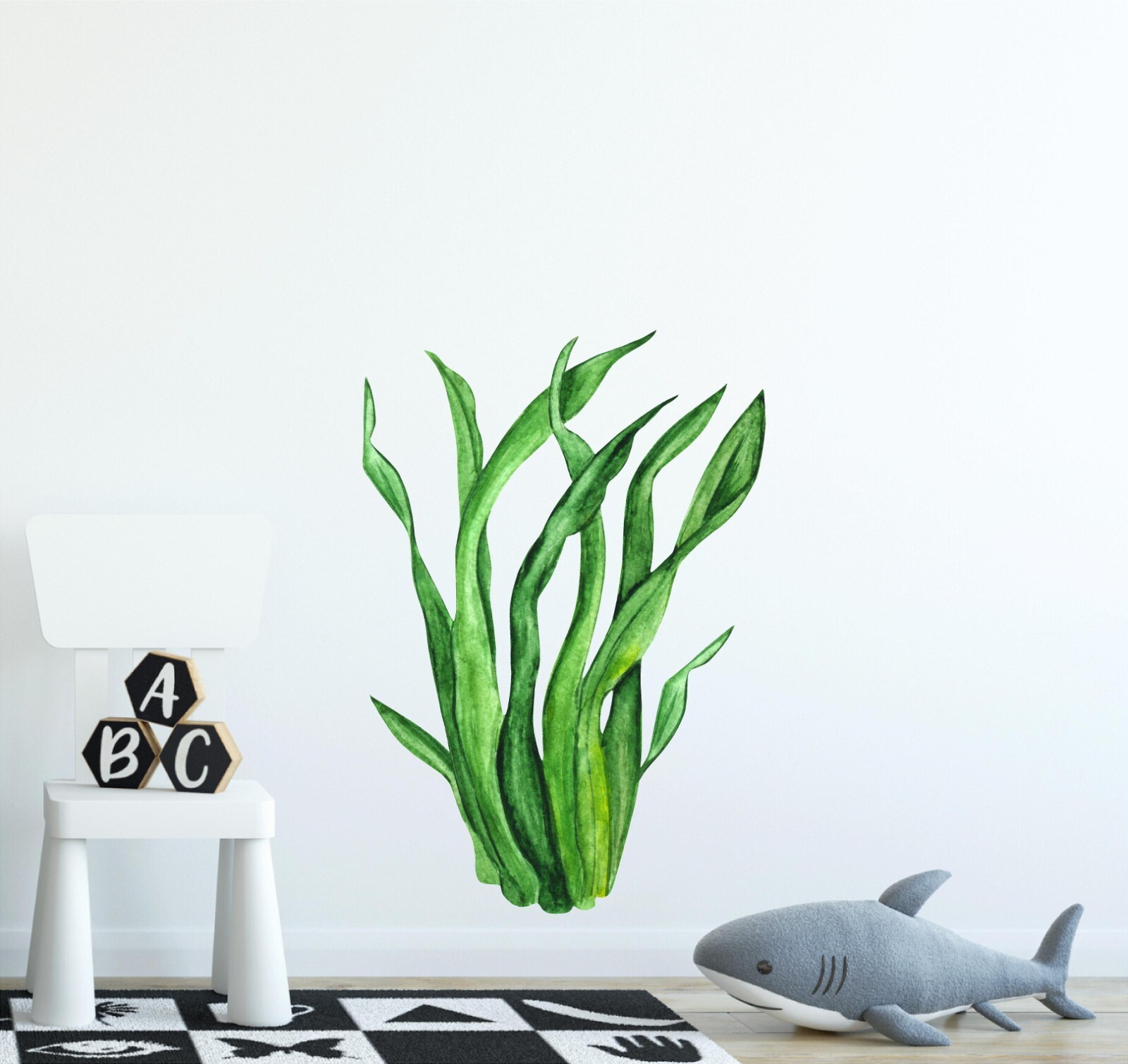 Green Seaweed Wall Decal Ocean Sea Life Removable Fabric Wall Sticker