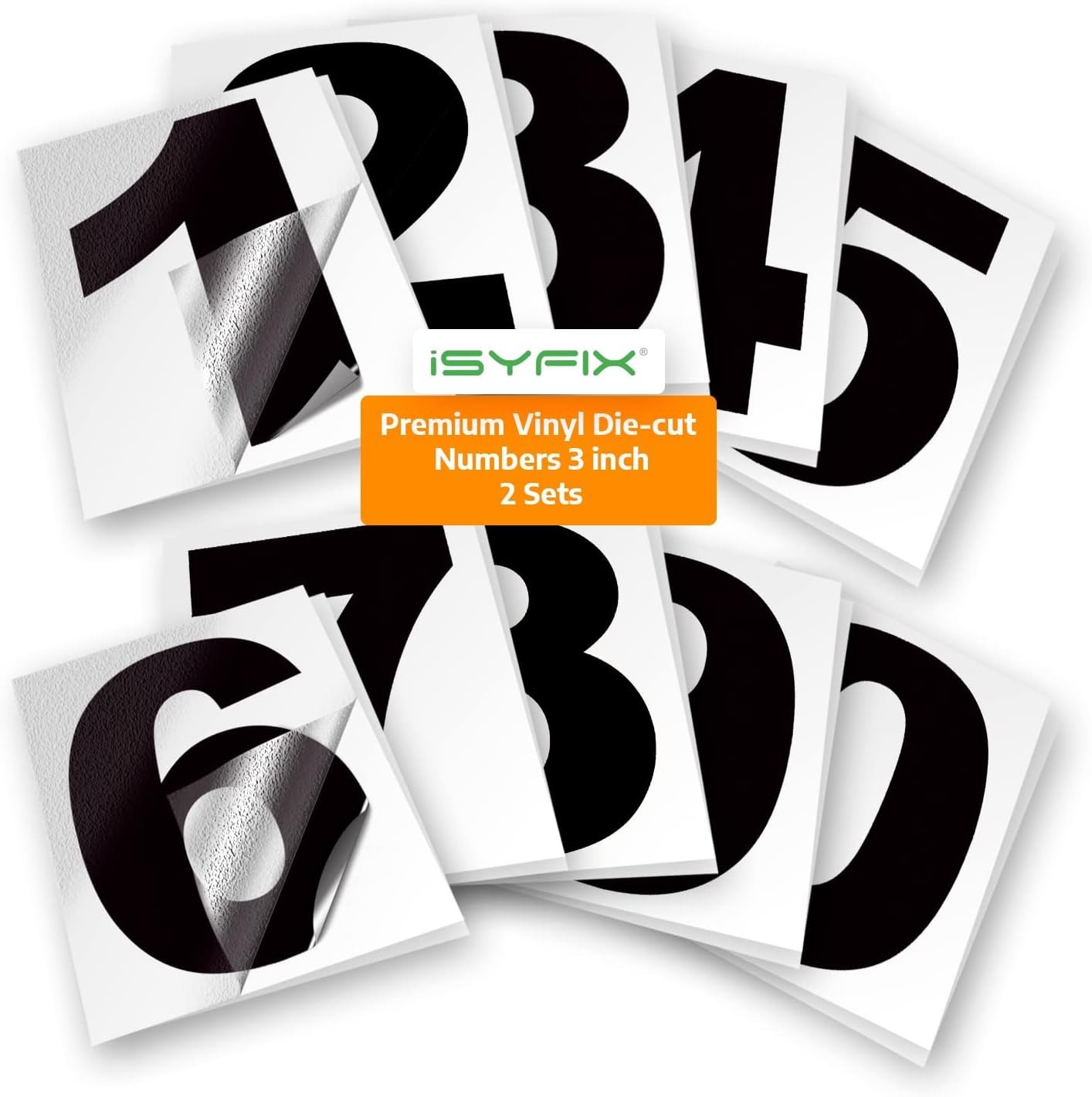 Elegant Black Vinyl Numbers Stickers – 3 Inch Self-Adhesive Decals Set