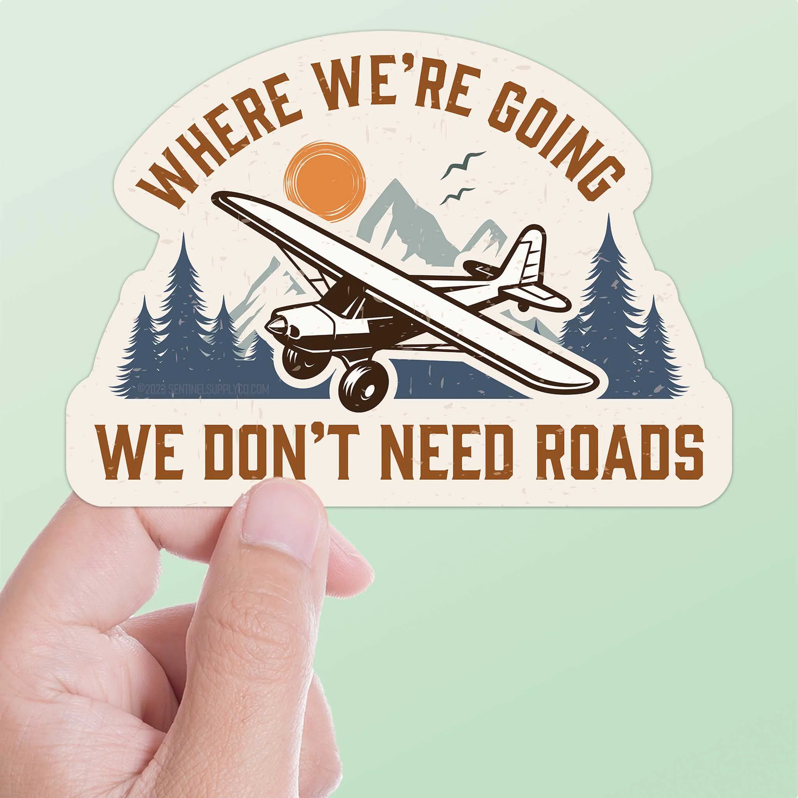 Where We're Going We Don't Need Roads Airplane Pilot Sticker